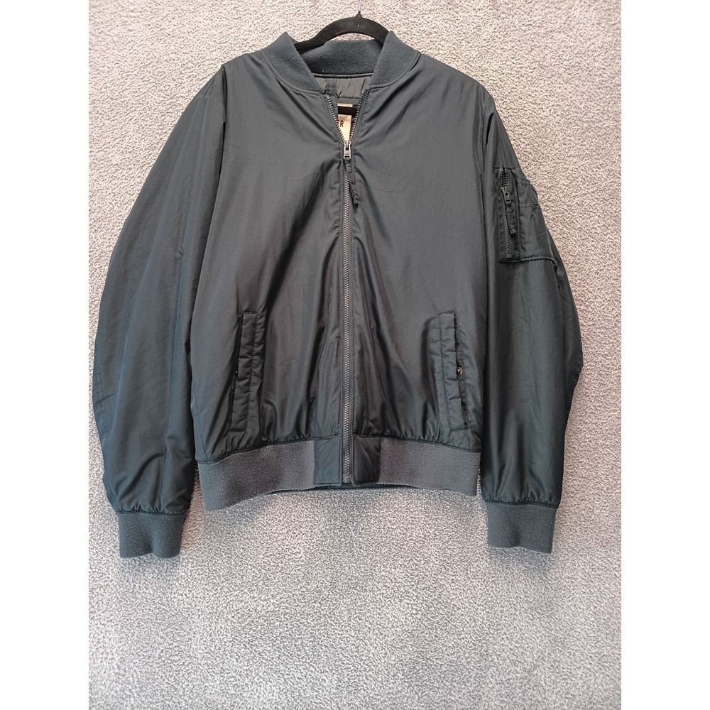 Hollister Black Bomber Jacket Men's L Zip Flight MA-1 Style